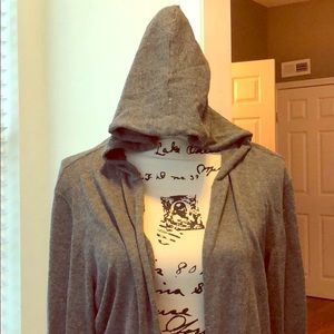 Grey open front light sweater